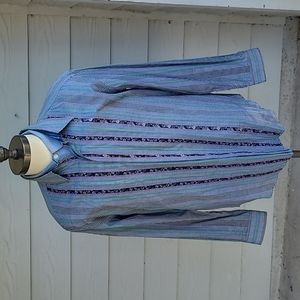 ROBERT GRAHAM Black Green Purple‎ Striped Floral Cotton L Mens Long Sleeve Shirt